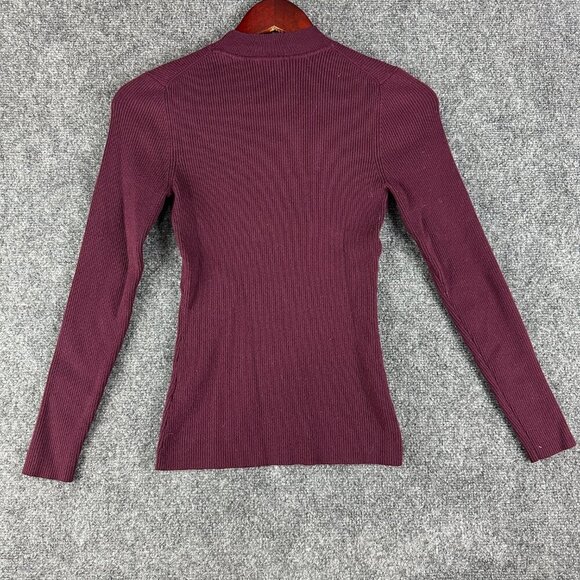 Ted Baker Sweater Womens US 4 Ted 1 Burgundy Ribbed Knit Long Sleeve Pullover - Picture 7 of 9
